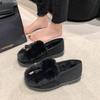 Shoes flat-soled black single shoes soft-soled old Beijing cloth shoes women's 2025 autumn and winter new fashion leopard print