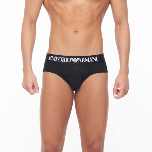 Emporio Armani Iconic Logo Band Hip Briefs, Men's, Size M (EU Size), Size 98, Black, 54047296