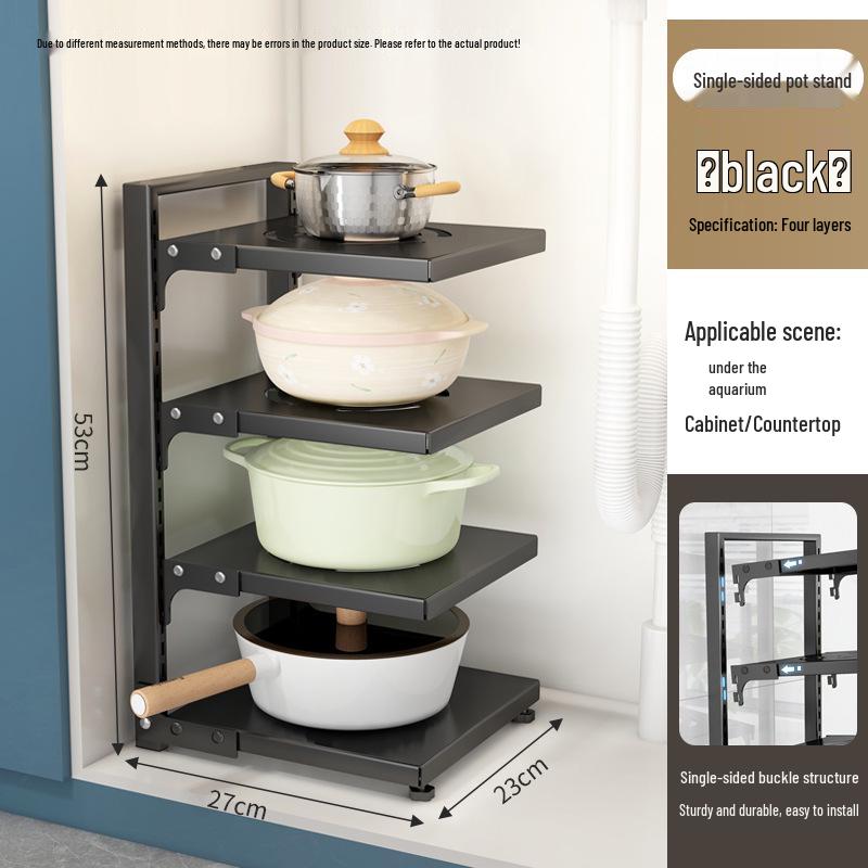 Multi-layer Kitchen Storage Rack: Under-Sink, Pot, and Cookware Shelf