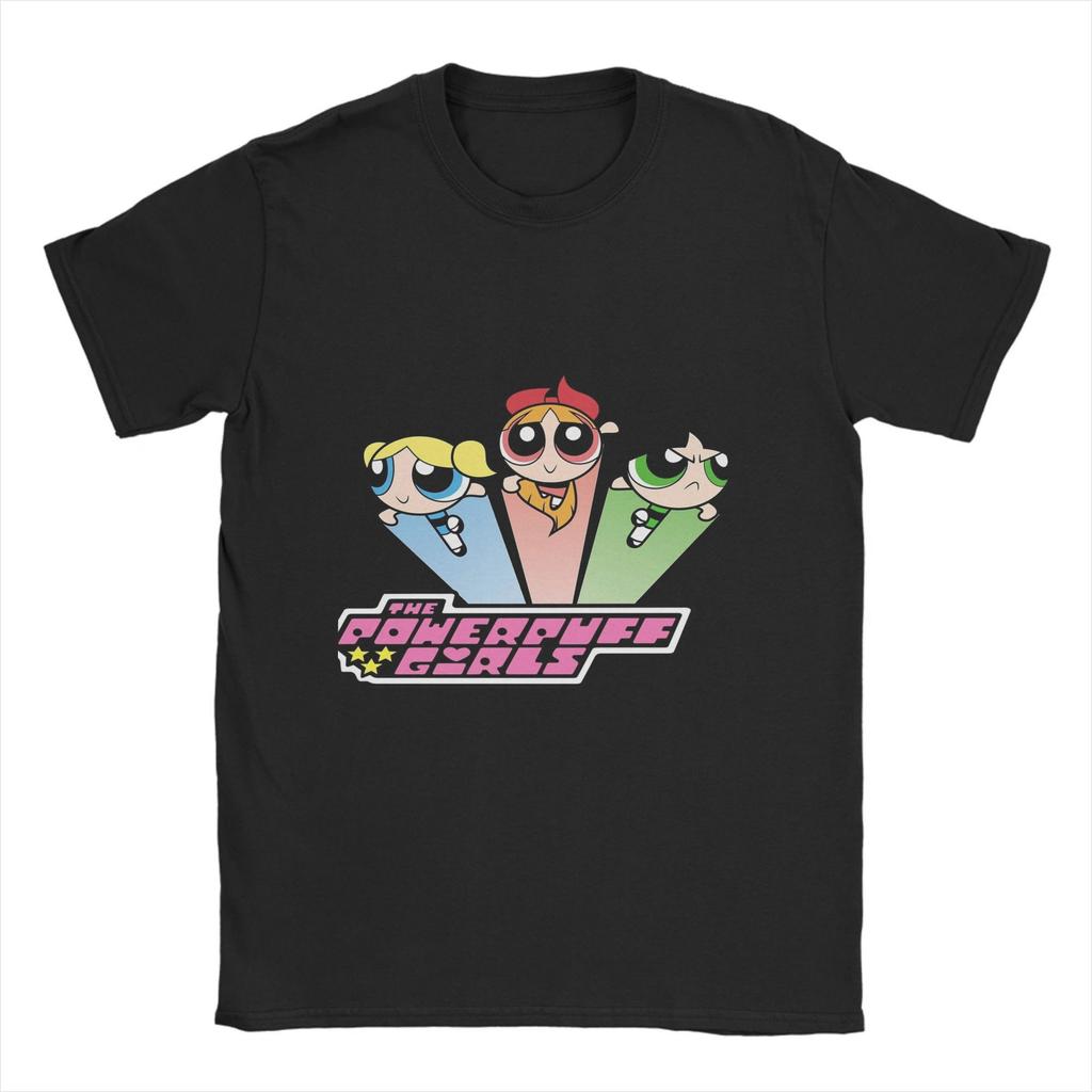 The P-Powerpuffs Girls  T-Shirts for Men  Vintage 100% Cotton Tee Shirt O Neck Short Sleeve T Shirt Birthday Gift Clothes