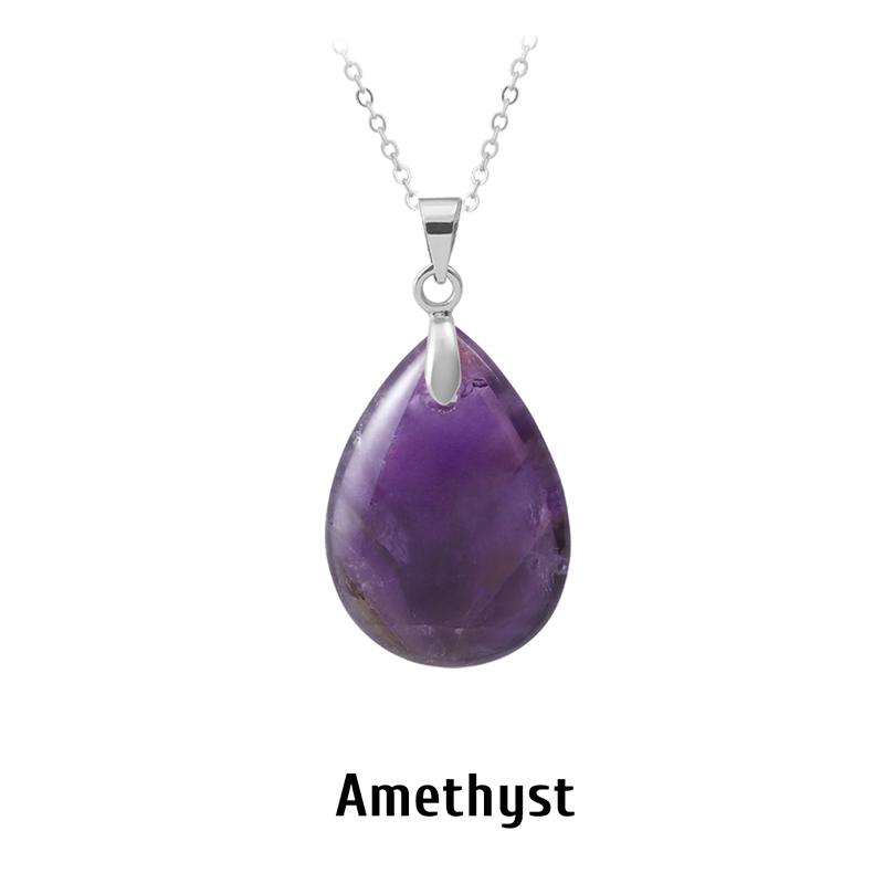 New Fashion Natural Stone Crystal Pendant Teardrop Simple Pendant Necklace Earrings Making Jewelry With Chain Collar