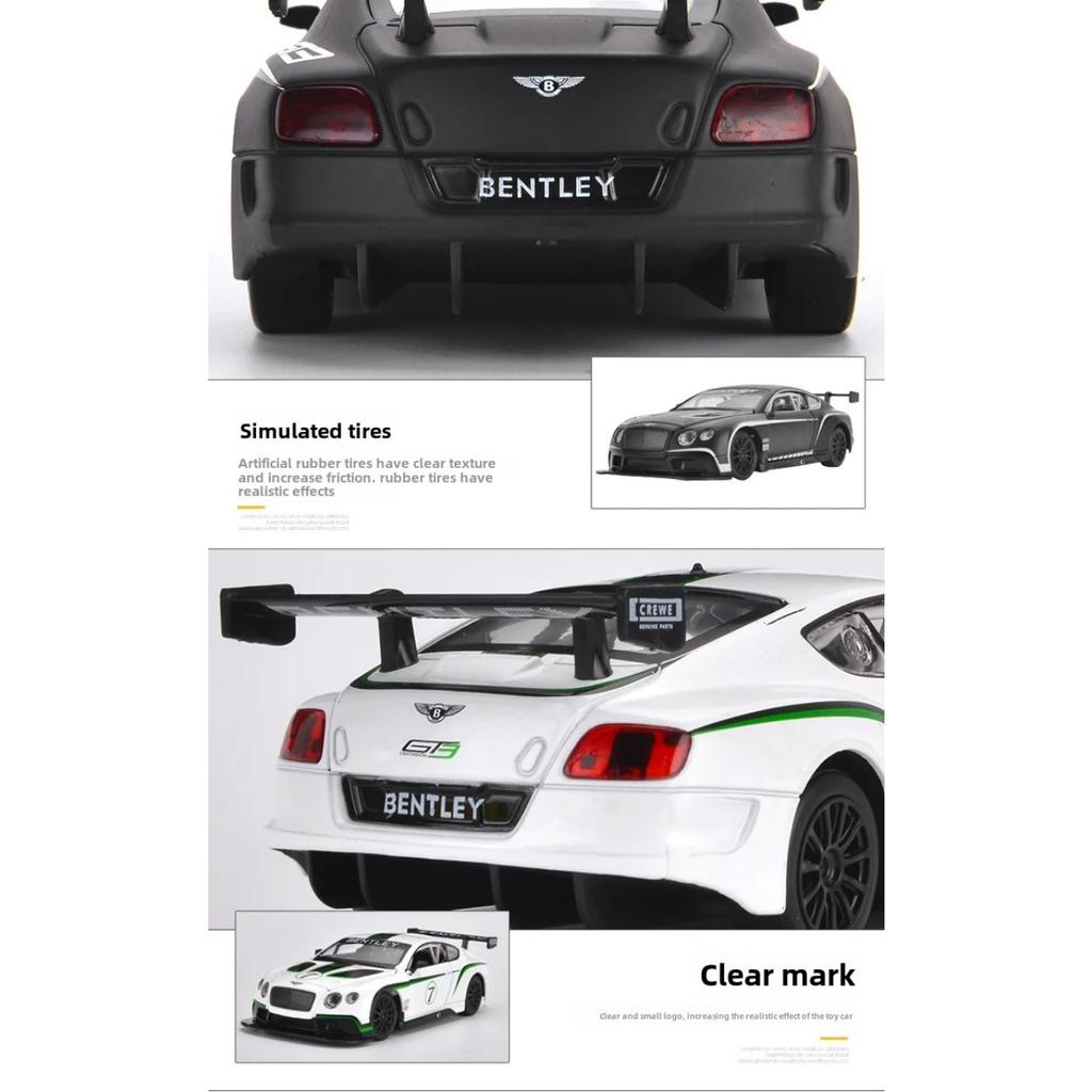 1/24 Bentley Continental GT3 High Simulation Diecast Metal Alloy Model Car Sound Light Pull Back Collection Kids Toy F501