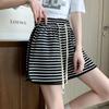 Striped Casual Sports Shorts Women's Summer Korean Version of Elastic High Waist Loose Everything Big Size Wide Leg Hot Pants