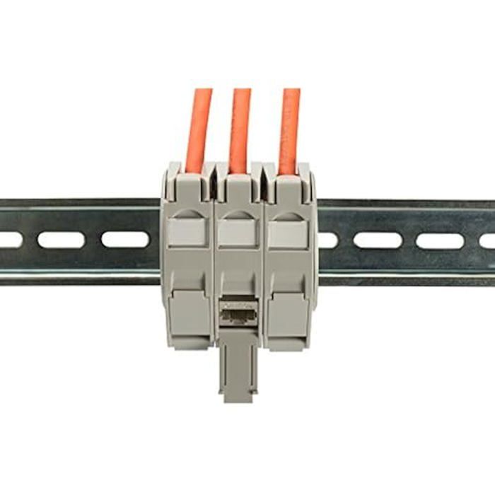 DIGITUS Adaptateur pour profilé Chapeau pour Module Keystone - 1 Port - à Angle Droit - Zone d'écriture - volet Anti-poussière -