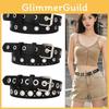 Punk Style Belt With Metal Whole Strip With Hole Design For Womens Casual