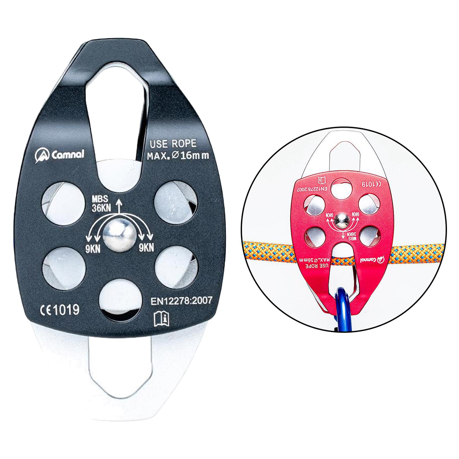 

Подвійний блок 36 кН для мотузки 16 мм Скелелазіння по скелі, дереву, перетягування - Схвалено CE чорний