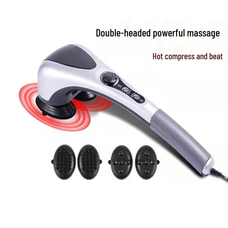 Dual-Head Handheld Percussion Massager with Heat