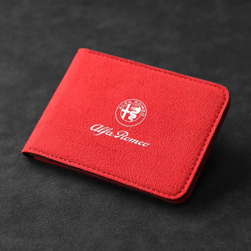 NPSBC1 For Alfa Romeo Suede Car Driver License Wallet ID Credit Card Holder for Alfa Romeo Giulietta GT 159 147 156 Mito Brera Giulia S