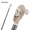 White Resin Feather Skull Head Walking Cane Fashion Decorative Steel Stick Gentleman Elegant Cosplay Cane Knob Crosier 97cm