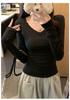 V Neck Long Sleeve Slim Fit Cotton T Shirt Basic Inner Top