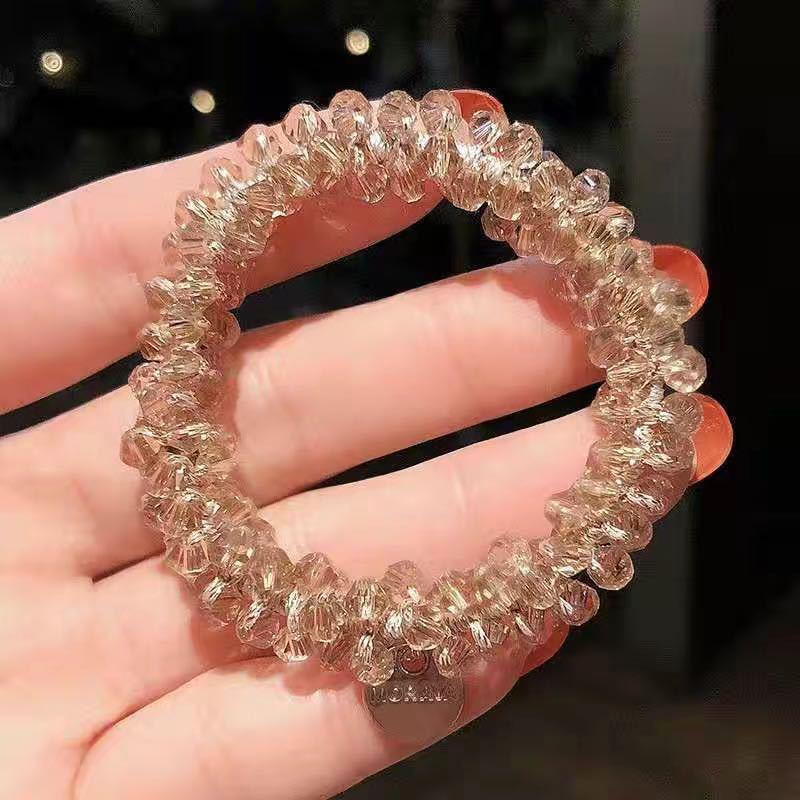 Korean Retro Pearl Hair Tie & Bracelet - Dual-Use Crystal Hair Accessory