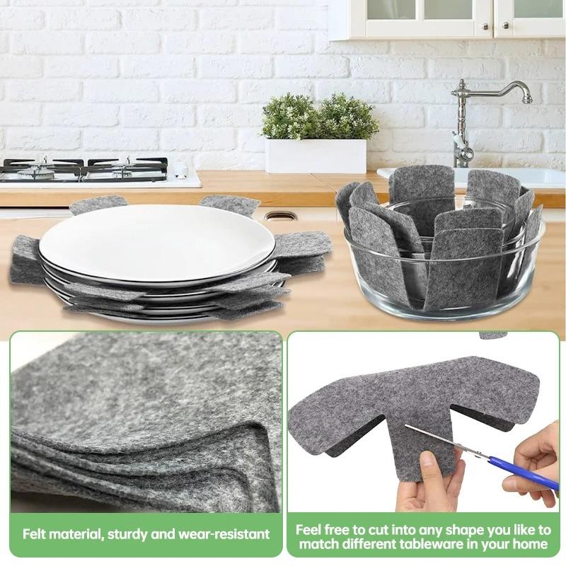 6 Pcs Pot and Pan Protectors Non-woven Pot Dividers Pad 3 Sizes Pans Separator Pads for Protecting Separators Pads Cookware