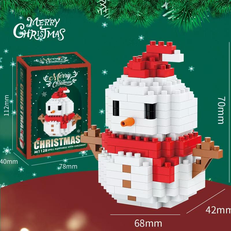 Christmas Gifts Micro Building Block Series Santa Claus Reindeer Puzzle Assembling Bricks Table Decoration Toys Children Kids