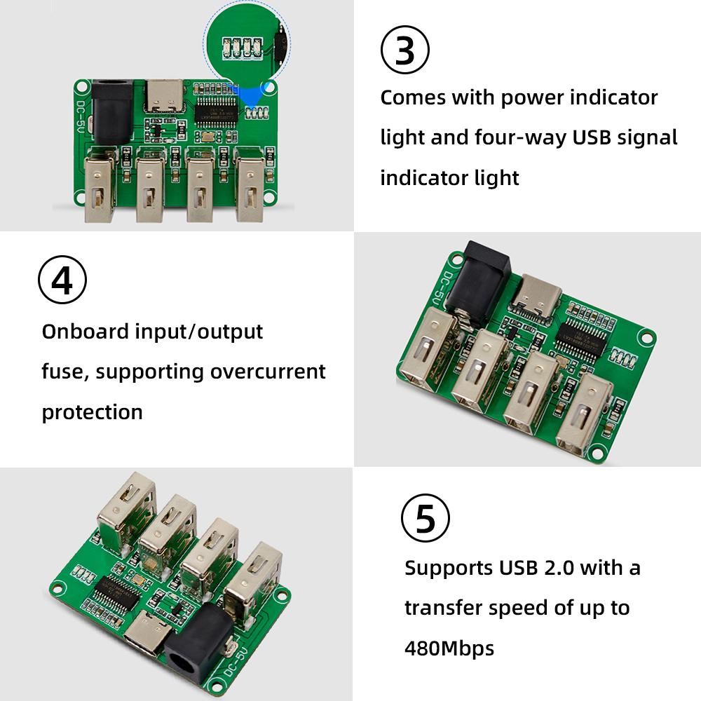 DC 5V USB 2.0 HUB 1 to 4 HUB Module FE1.1S Chip Transmission Speed 480Mbps For Keyboard Mice Portable Hard Drive Card Reader