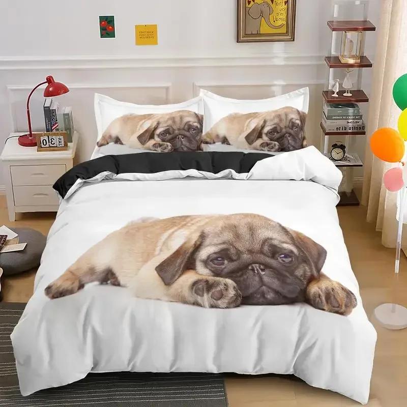 Bulldog Bettwäscheset Haustier Tier Hund Bequem Bettdecke Steppdecke Bezug Kissenbezug Bettwäscheset Kinder Schlafzimmer Dekoration Heimtextil