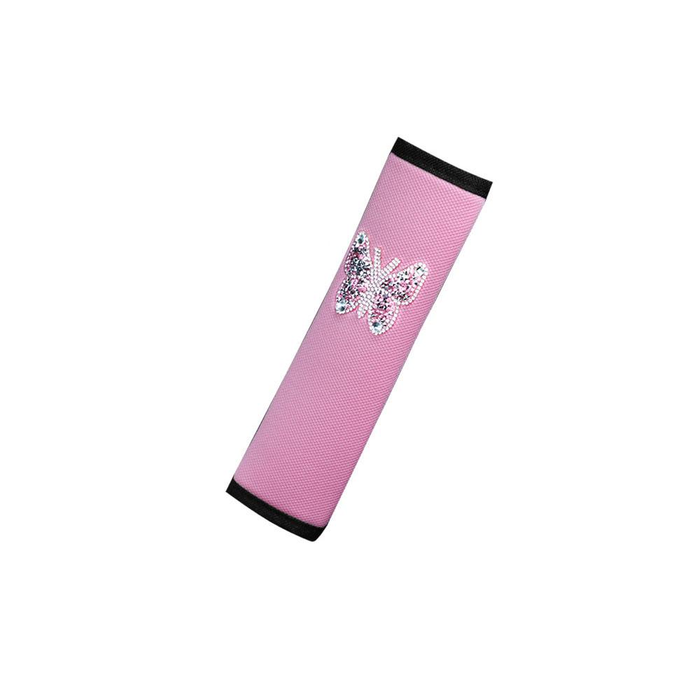 

1 шт. модный чехол для ремня безопасности сиденья автомобиля из дышащей ткани с бриллиантовыми бабочками, аксессуары розовый