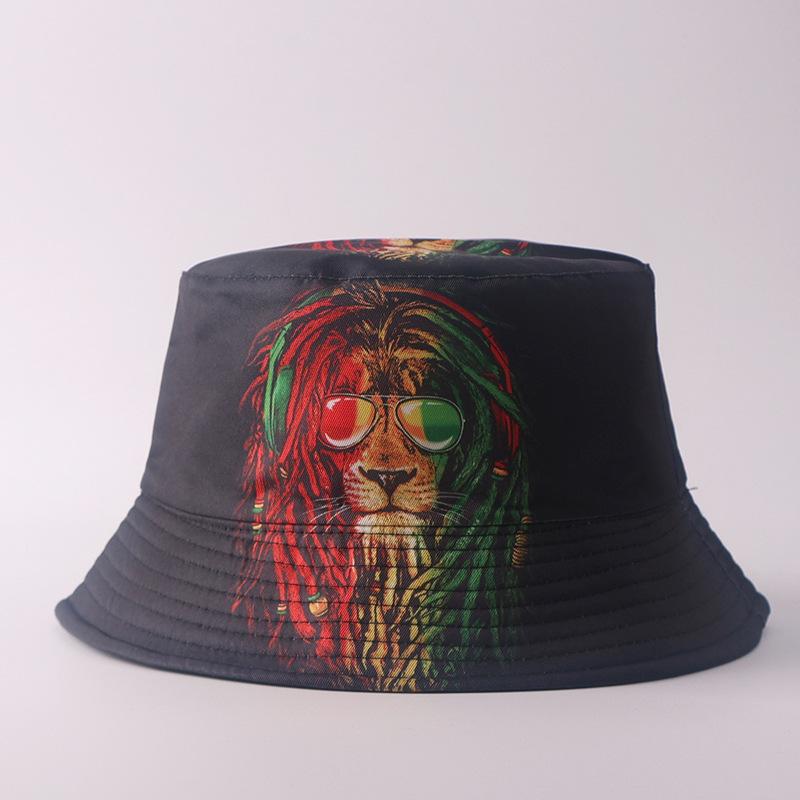 Digital printing small edge bucket hat spring and summer double-sided can wear outdoor sunshade basin hat spot