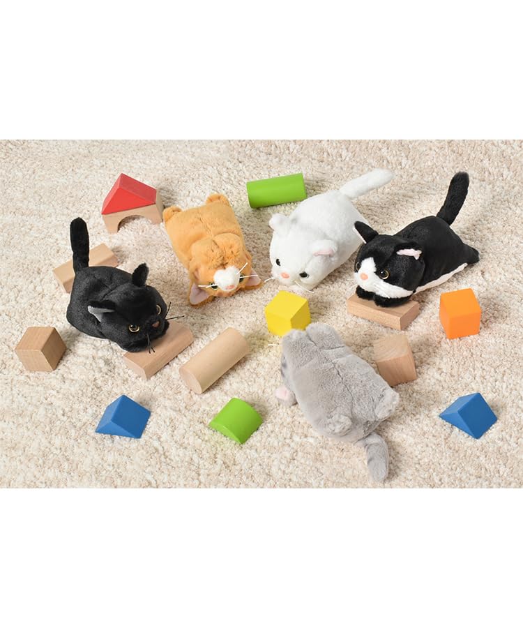 Bleu Bleuet Lying Down Chubby Cat Plush Toy (Black)
