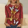 Women's Fashion Casual Print Round Neck Long Sleeve Loose Sweater Top