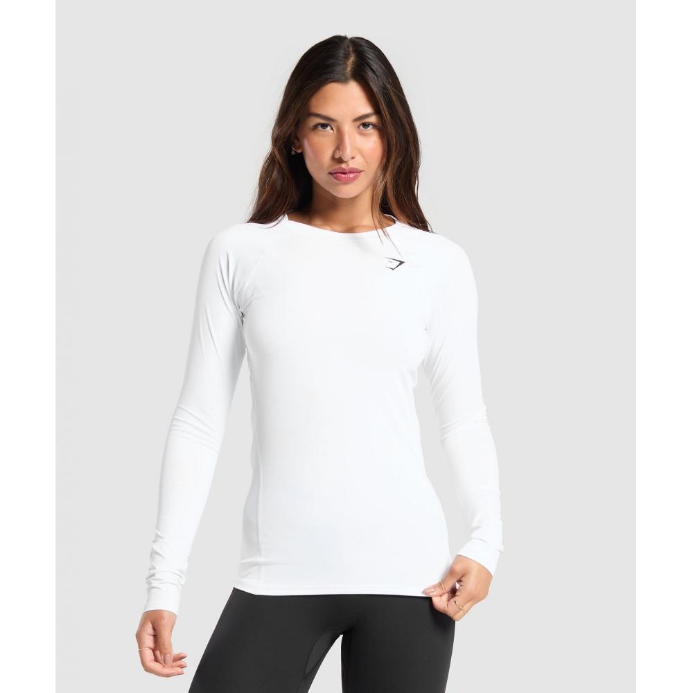 

Gymshark Training Baselayer Long Sleeve Top White B1a9l Wbbm XS