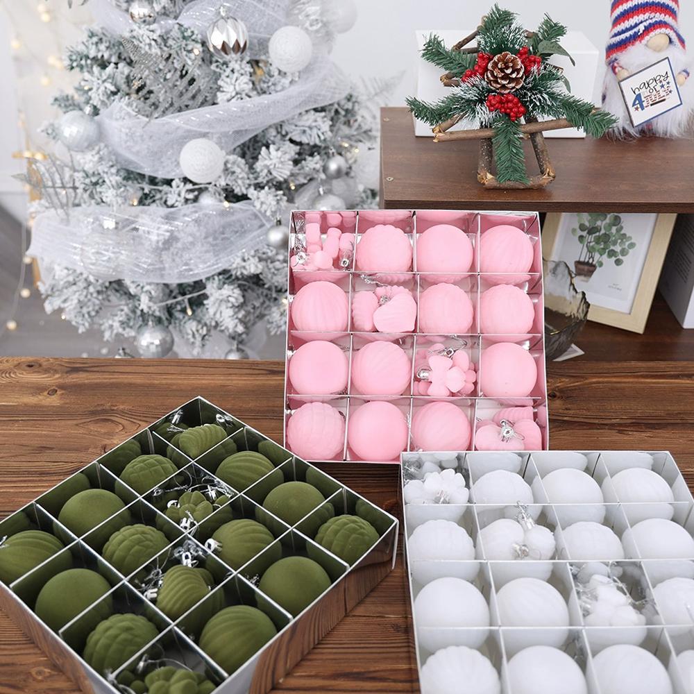 6CM Colored Plush Christmas Ball Christmas Decorations Plastic Ball Christmas Tree Decoration Pendant 2026 New Year Gift
