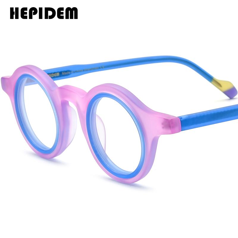 FONEX HEPIDEM Acetate Eyeglasses Frame Men New Round Brand Design Glasses Women Retro Vintage Eyewear Japanese Spectacles 9356