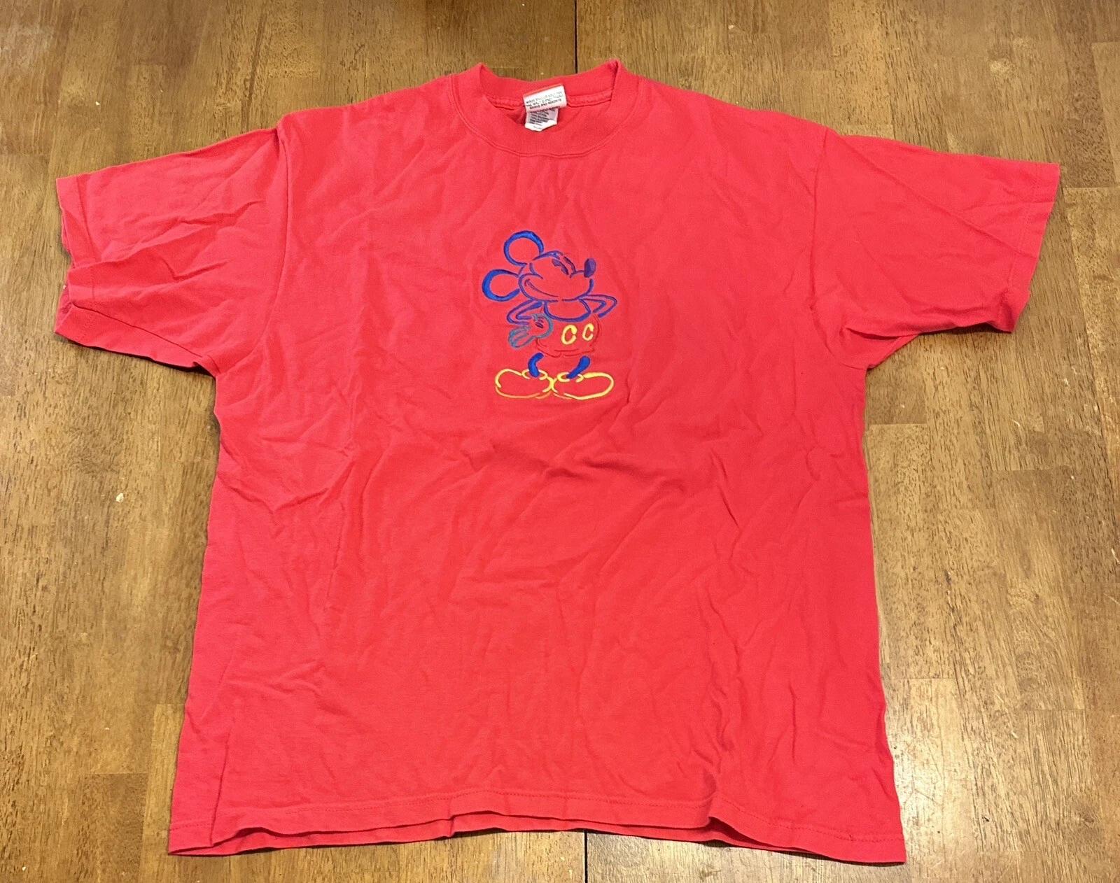Vintage 90s Disney Mickey Mouse Embroidered T Shirt XL Mickey Inc. 2XL
