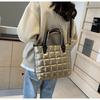 IELGY Large Capacity Handbag Fashion Solid Color Diamond Tote Bag
