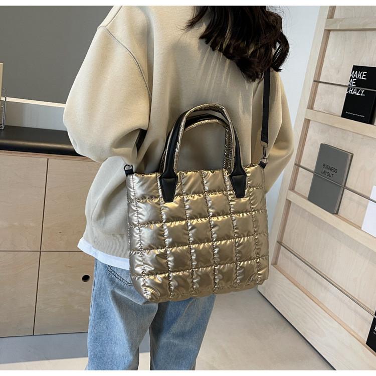 IELGY Large Capacity Handbag Fashion Solid Color Diamond Tote Bag