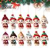 Kerstkrans Hangende Ornamenten Konijn Houten Ornament, 2D Platte Konijn Decoratie met Kerstman Schattig voor Bomen Hoed, Feestboom Hanger Krans Deur,