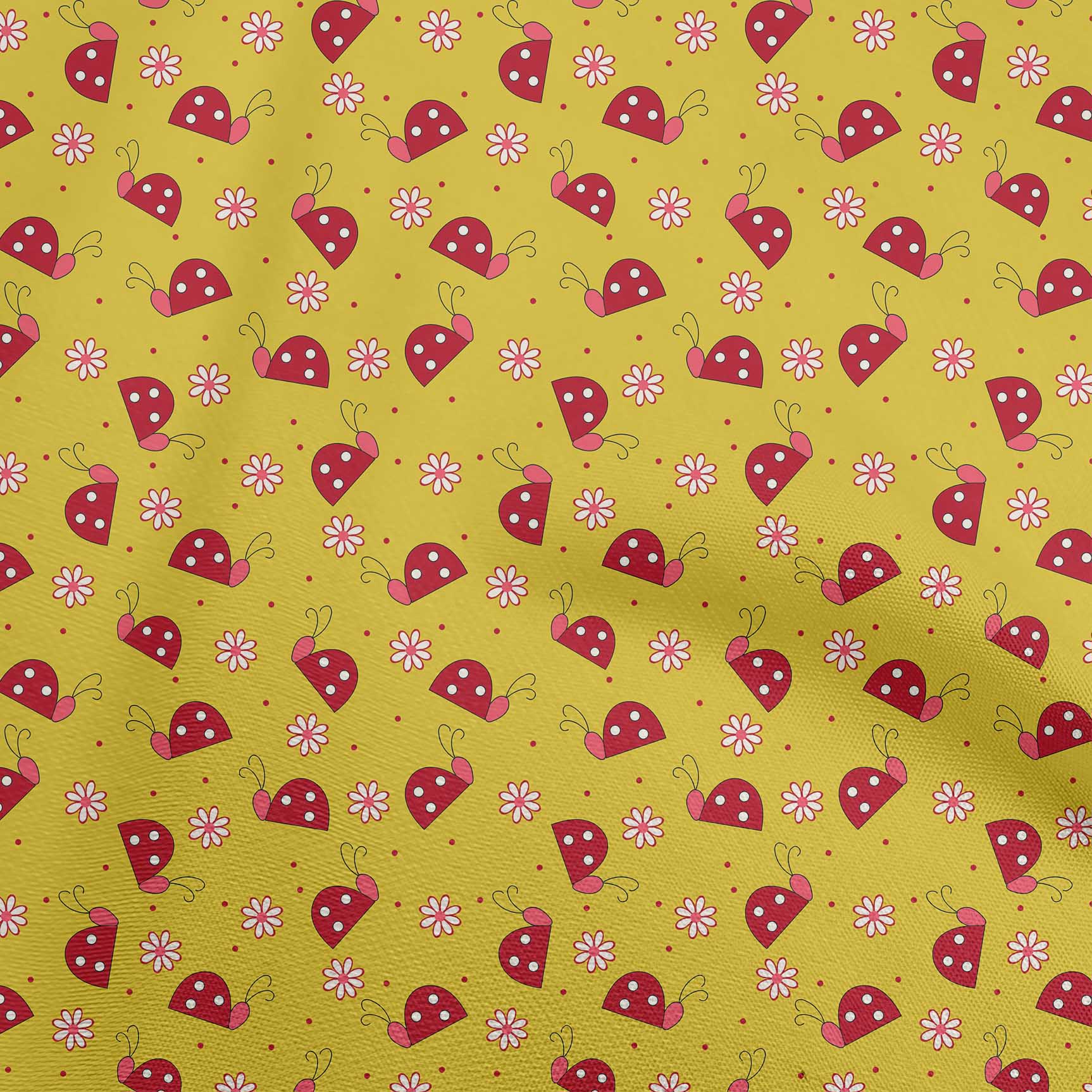 

oneOone Cotton Poplin Light Blue Fabric Bird Ladybird Quilting Supplies Print Sewing Fabric By The Yard 42 Inch 42 Inch Wide - Viscose Chiffon жовтий