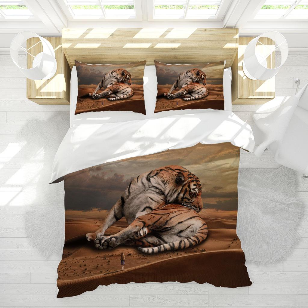 Tiger Bedding Ložní prádlo Dekorace ložnice Přikrývka a povlak na polštář AU Queen Jednolůžko/dvoulůžko Plná velikost