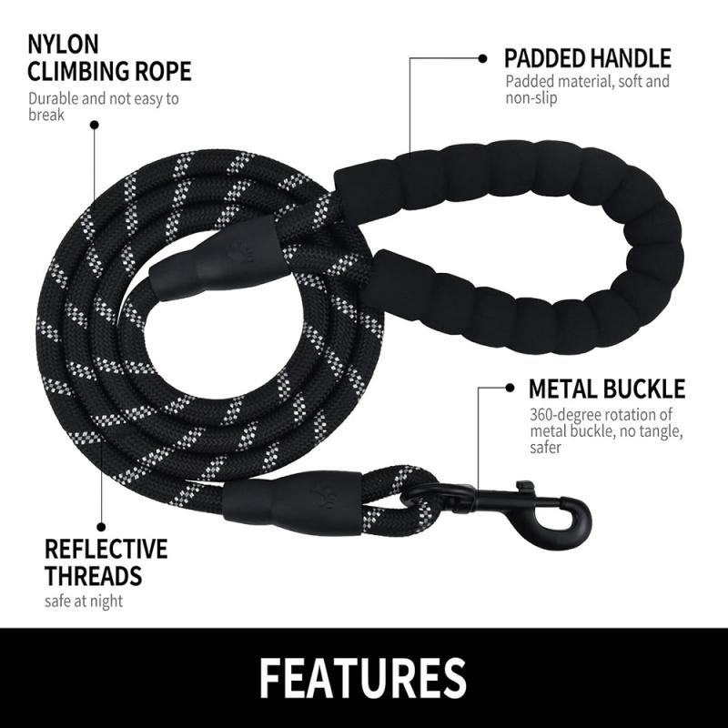 Reflective Double Dog Leash With Two Extra Traffic Handles: 360 Swivel No Tangle Dual Dog Walking Leash, Comfortable Shock Absor