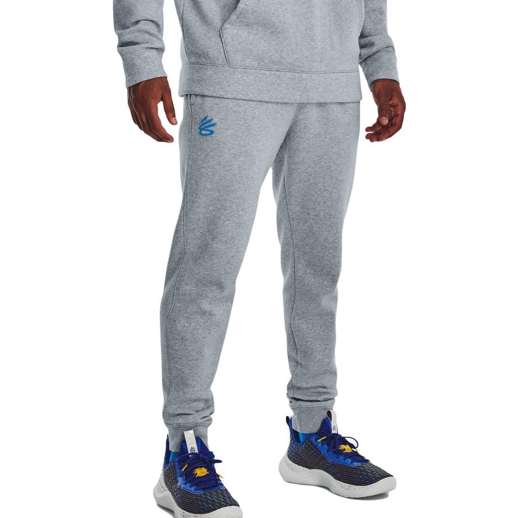 Under Armour Solid Fleece Jogger Knit Pants Men Bottoms Grey Blue 1374299-465