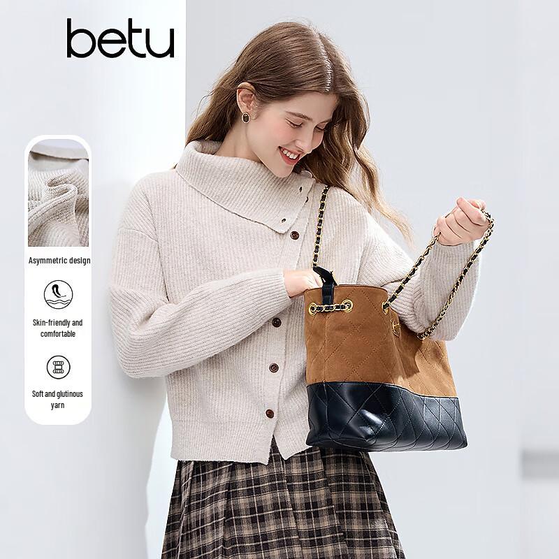 

Betu Women s 2025 Winter Irregular Button Pullover Sweater L