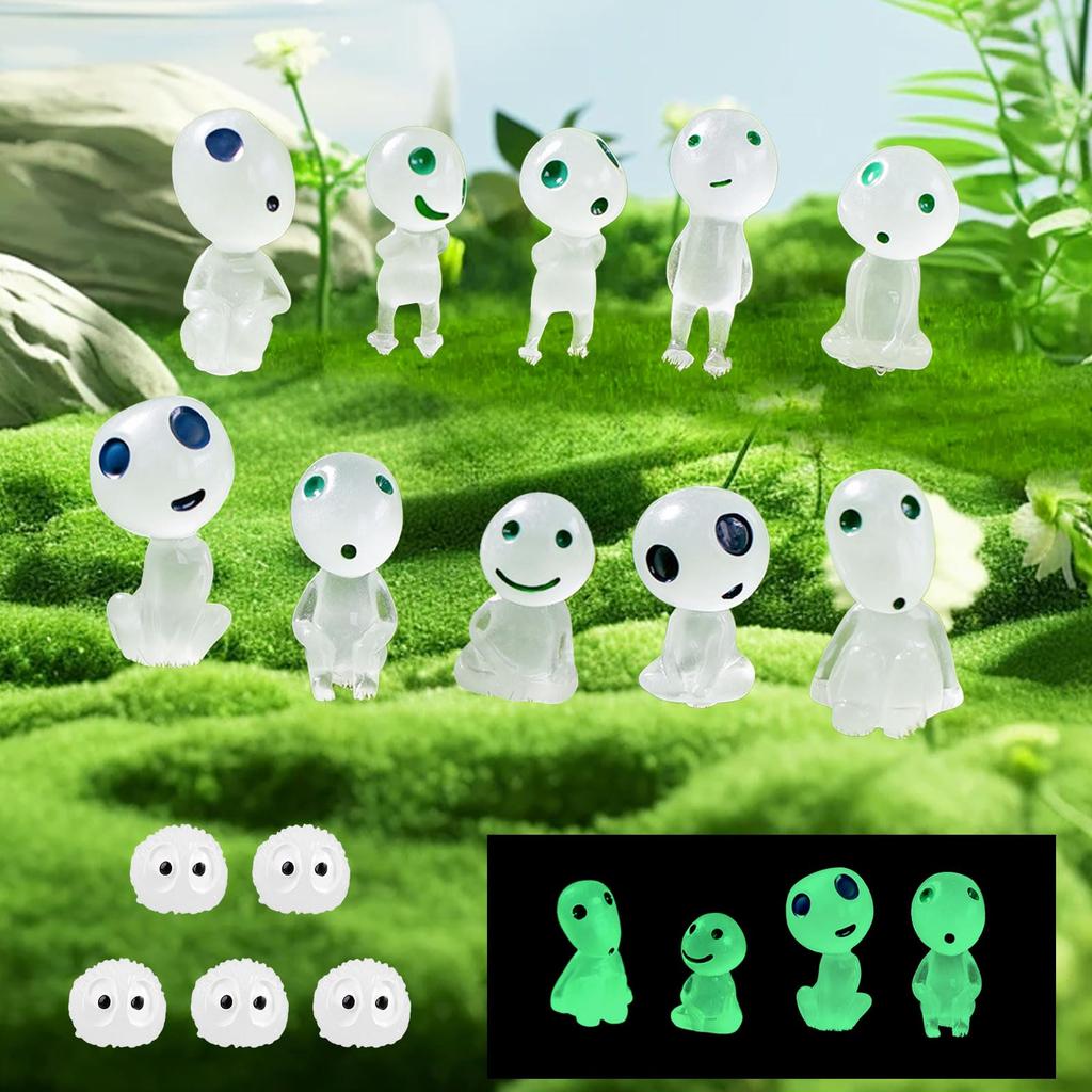 Kodama Luminous Mononoke 15 Fish Moss Flower Pot Glow In the Luminous Christmas Present 15 Figures, Pieces, Luminous, Cute, Miniature, DIY, Garden,