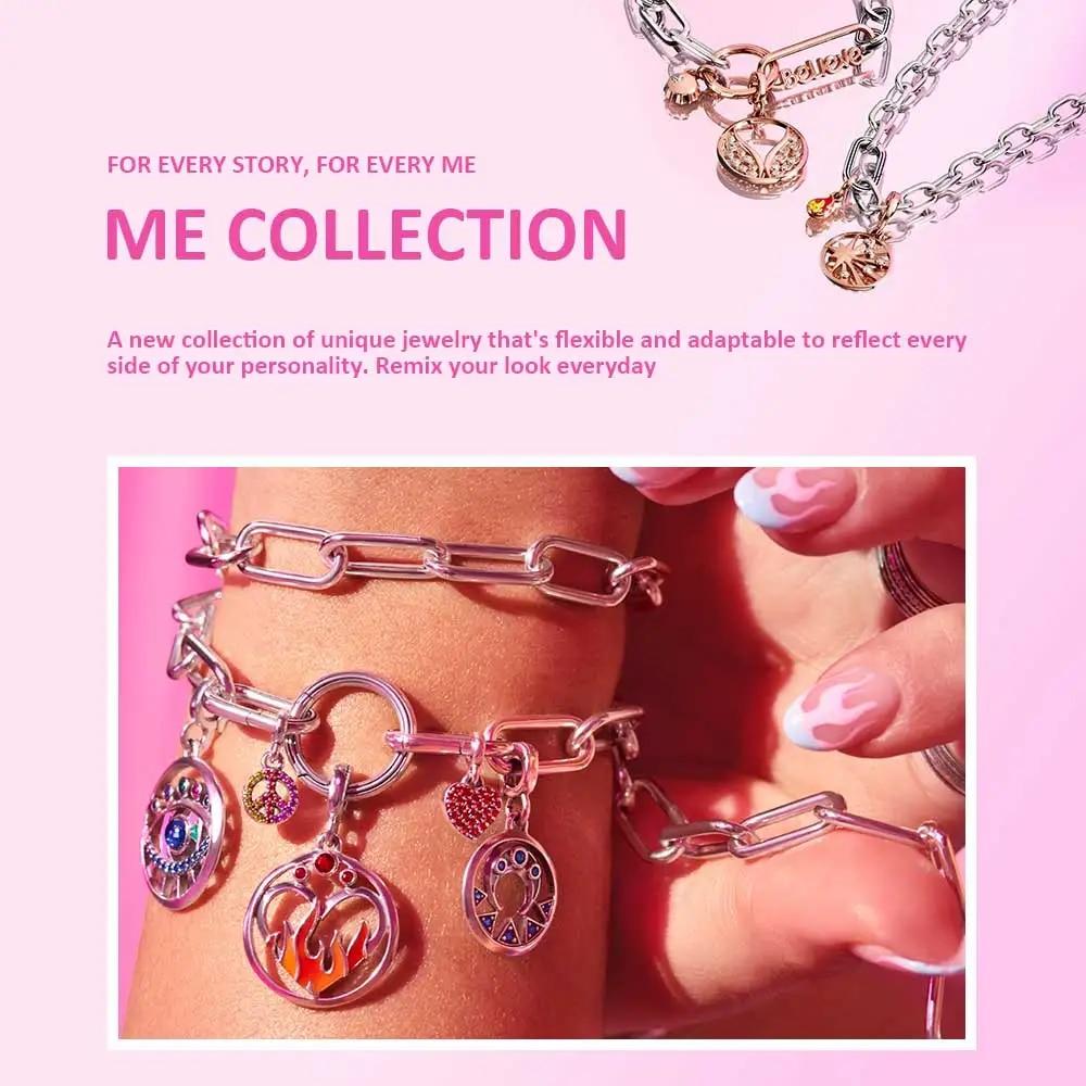 Silver Plated Brass Bracelet Me Pearl Chain Link Bracelets for Women Fine Gift Jewelry Fit for Charms 2022 New Me Collection