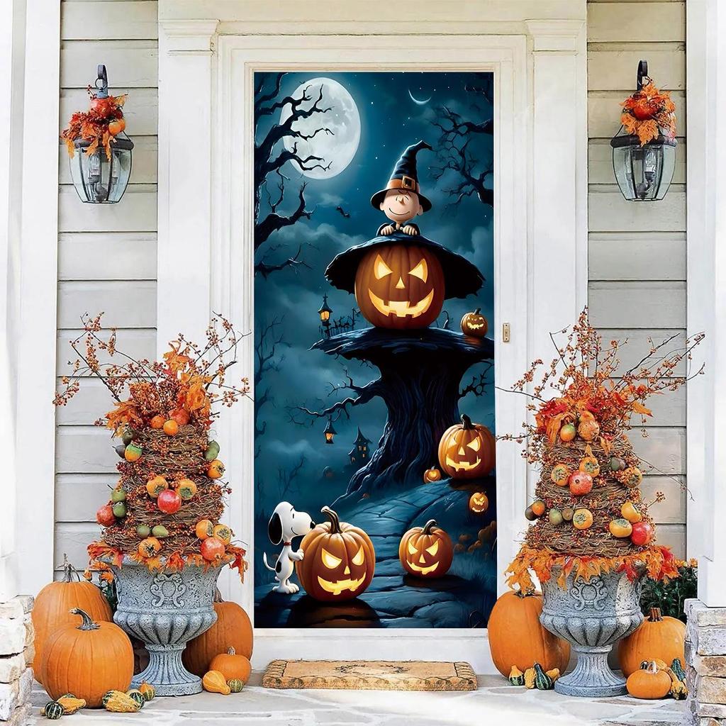 Halloween Pattern Stretch Carpet Fabric Door Cover - Easy Installation