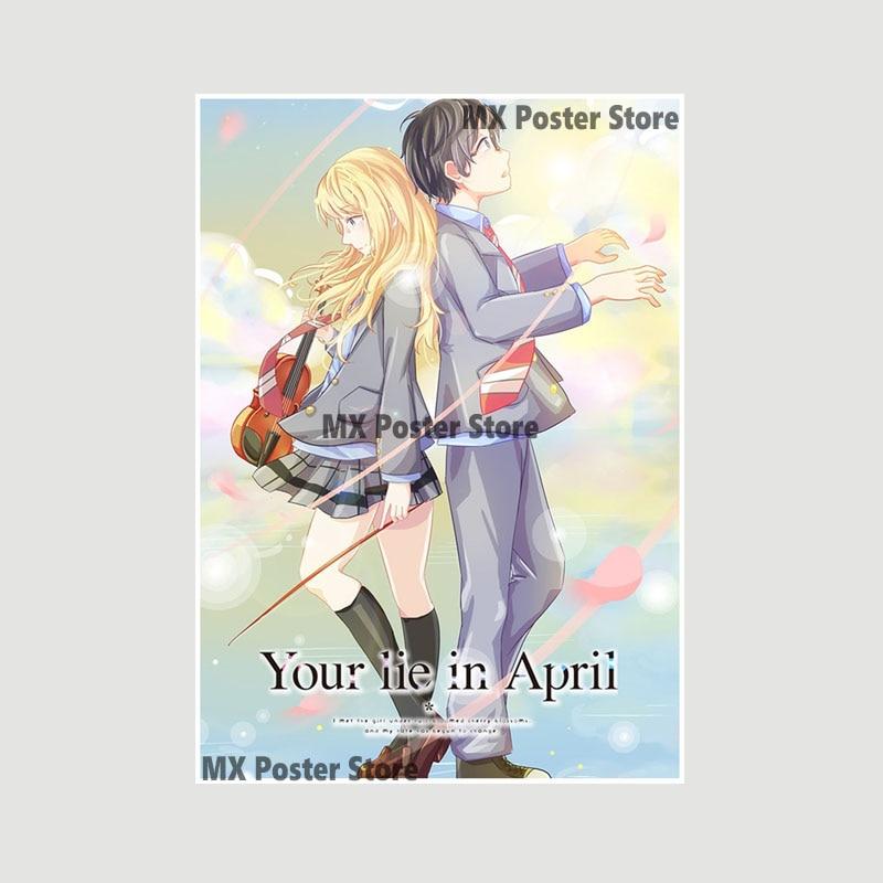 Japanische Anime Your Lie In April Poster weiß beschichtetes Papier Wandaufkleber Home Decor Wandbild Wohnzimmer Bar Dekoration Malerei