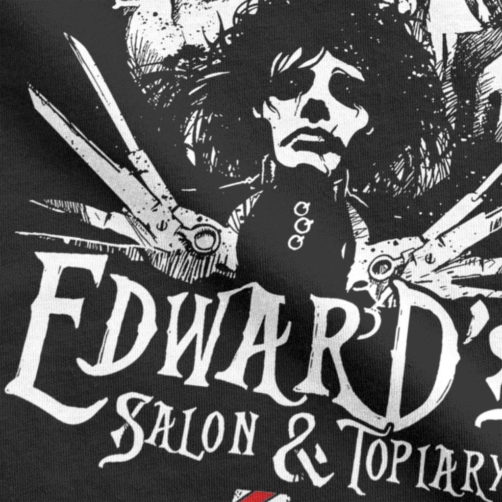 Edward Salon und Topiary Scherenhände Herren T-Shirt Vintage T-Shirt Kurzarm Rundhals T-Shirts Reine Baumwolle Party Tops