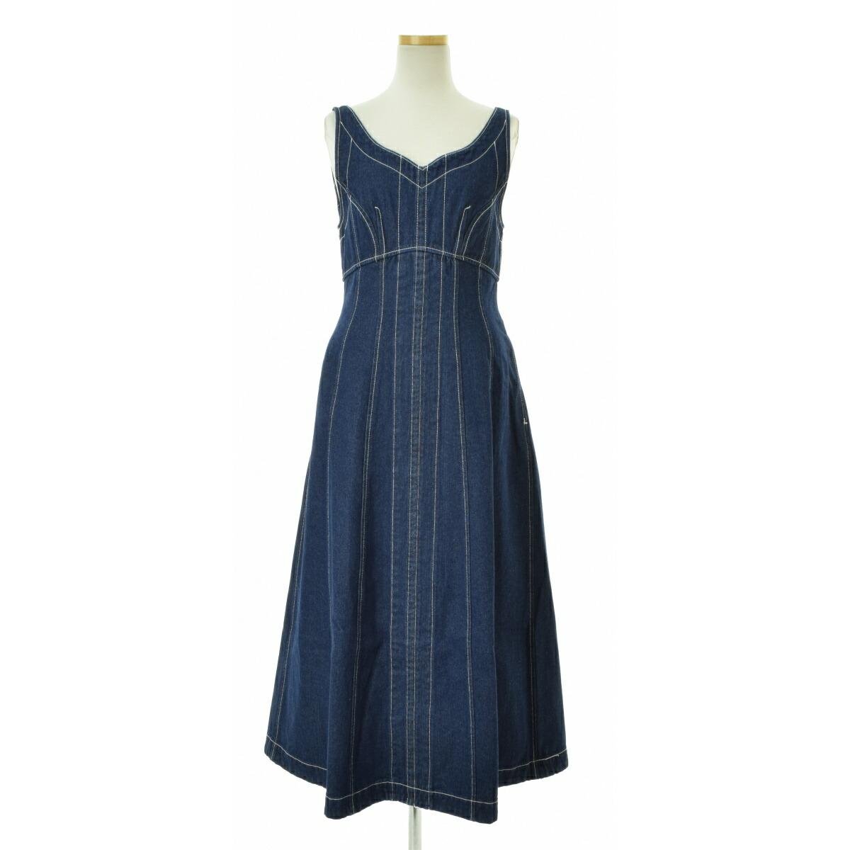 [Used] SNIDEL SWFO224081 Stitched corset-like denim Jeanska maxi sleeveless dress [cacfahcg-l]