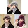 Knitted Hat Set For Middleaged Women Winter Warm Plush Flower Petal Design Outdoor Travel