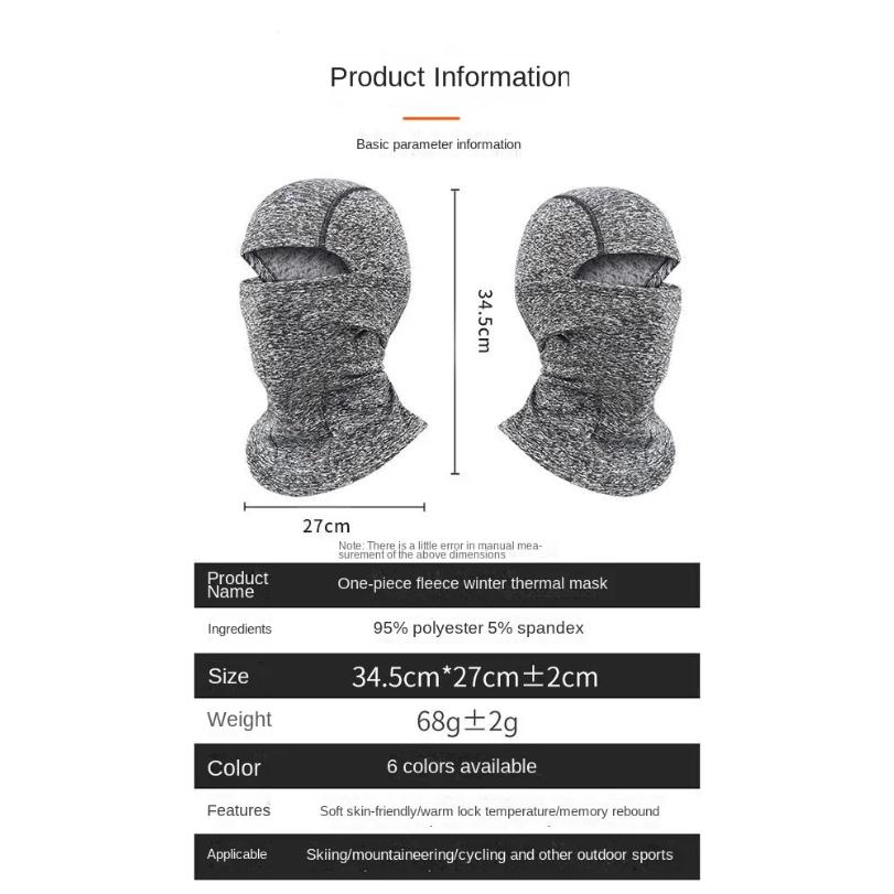 Warm Cycling Mask Motorcycle Mask Helmet Head Cover Balaclava With Fleece Windproof Neck Cover Cold Ski Mask Winter