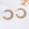 Exquisite Light Luxury High-end Temperament Geometric Full Diamond Curved C-ring Stud Earrings Versatile Super Flash Earrings Wholesale