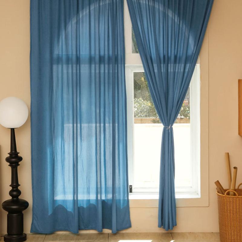 Solid-color Chiffon Curtains, French Retro Semi-blackout Drapery, Nordic Modern Style Simple and Light Luxury Privacy Curtains