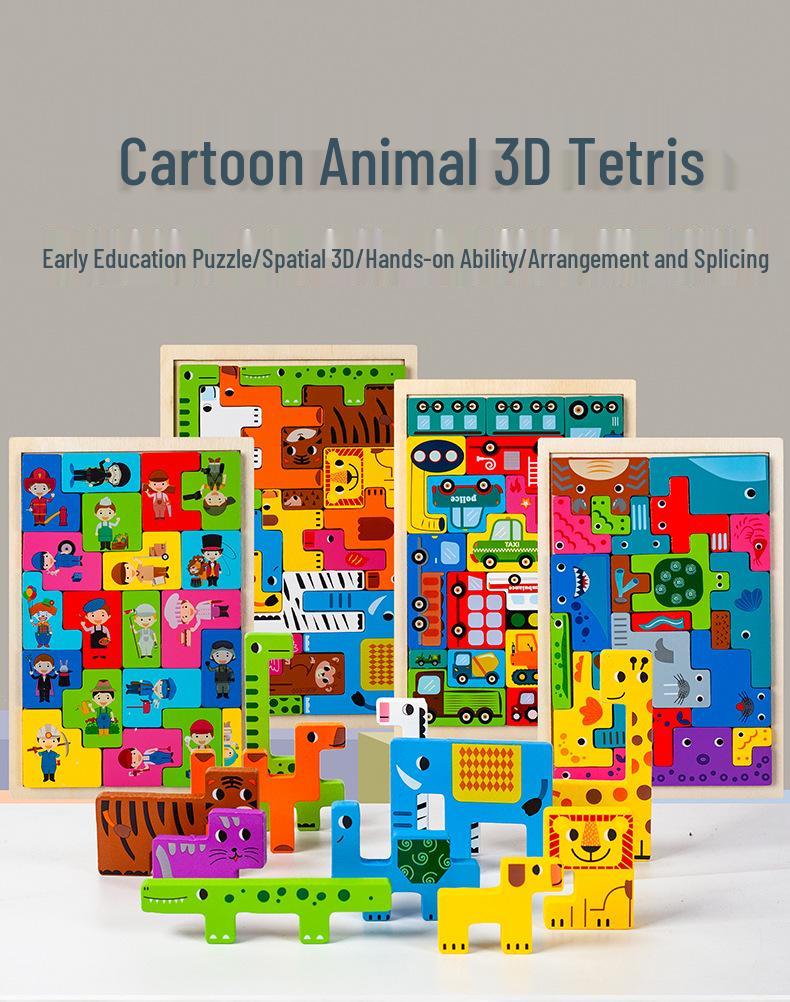 Wooden Tetris Puzzle: Early Education & Logical Thinking Toy for Kids