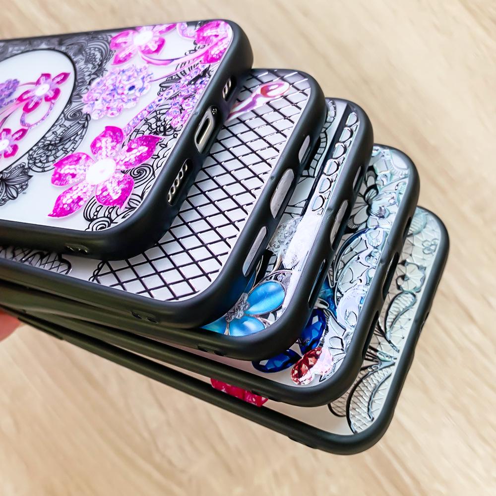 iPhone 15 Lace Painted Pattern TPU Anti-Fall Phone Case