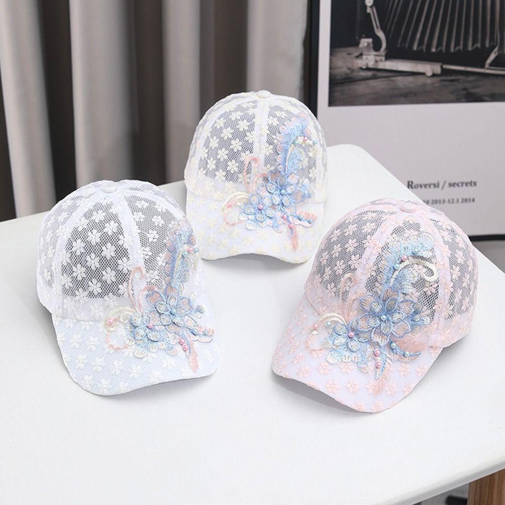 White Pink Hollow Out Baseball Cap Duck Tongue Breathable Baseball Cap Summer