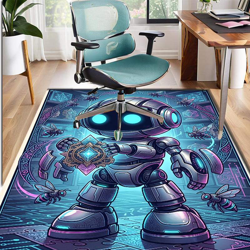 Cosmic Bot Crew Pattern Rug, Indoor/Outdoor Mat, for Picnic, Gameroom, Bedroom, Office, Living Room, Home Decor Carpet, Birthday Gift
