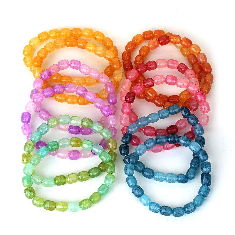 

Multicolor Gradient Beaded Bracelet Set: Thin Elastic Hoop Bracelets for Fresh Fashion